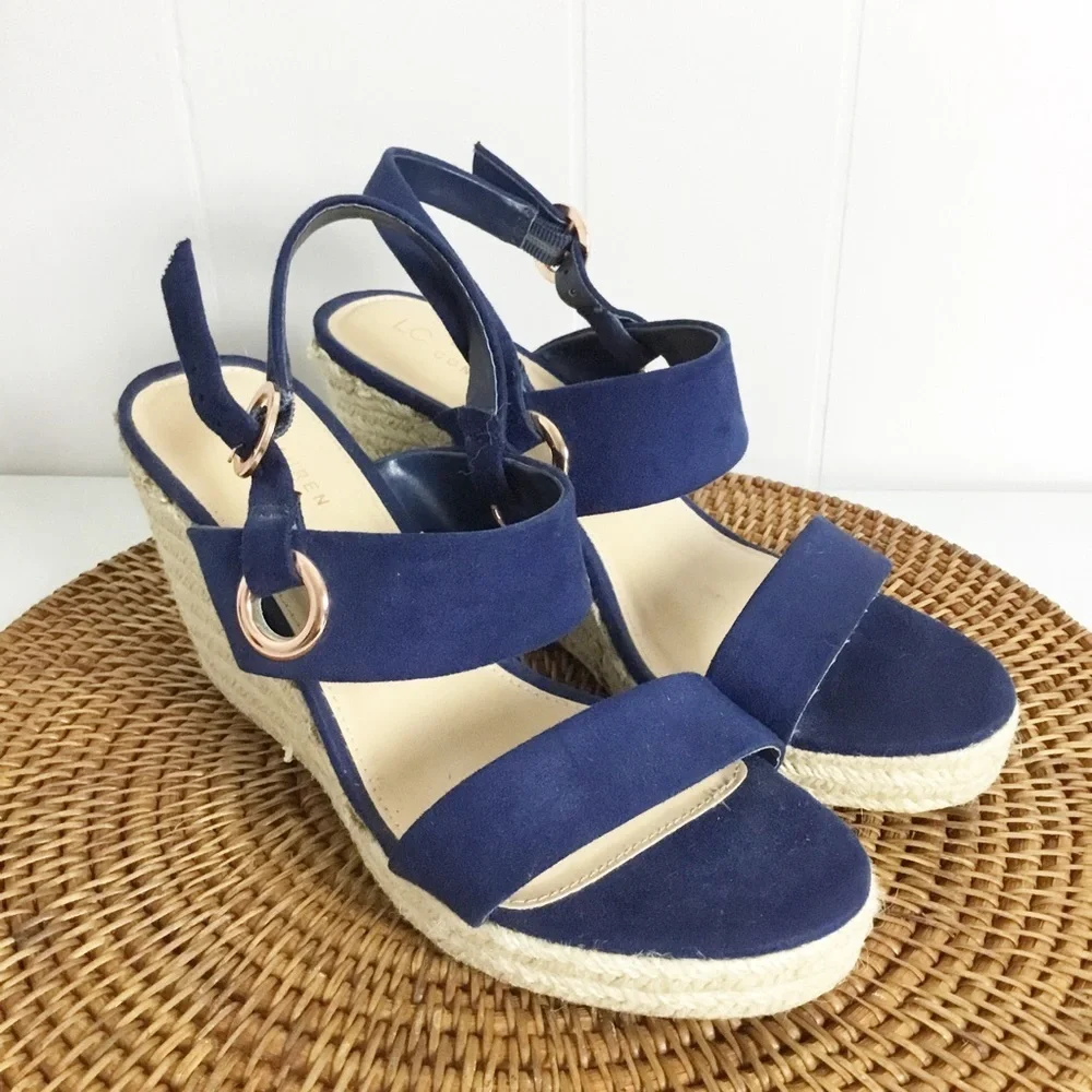 Lauren Conrad Navy Blue Wedges Heels Size 9.5 Shoes